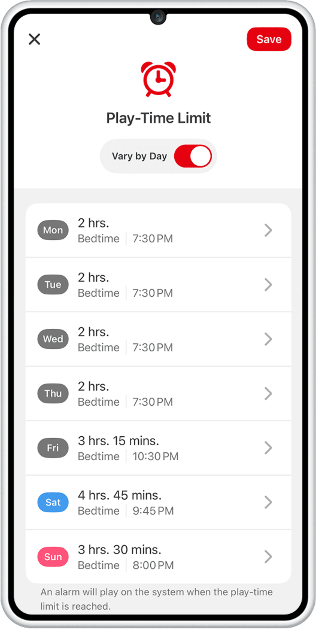 Parental Controls - Play time Screenshot