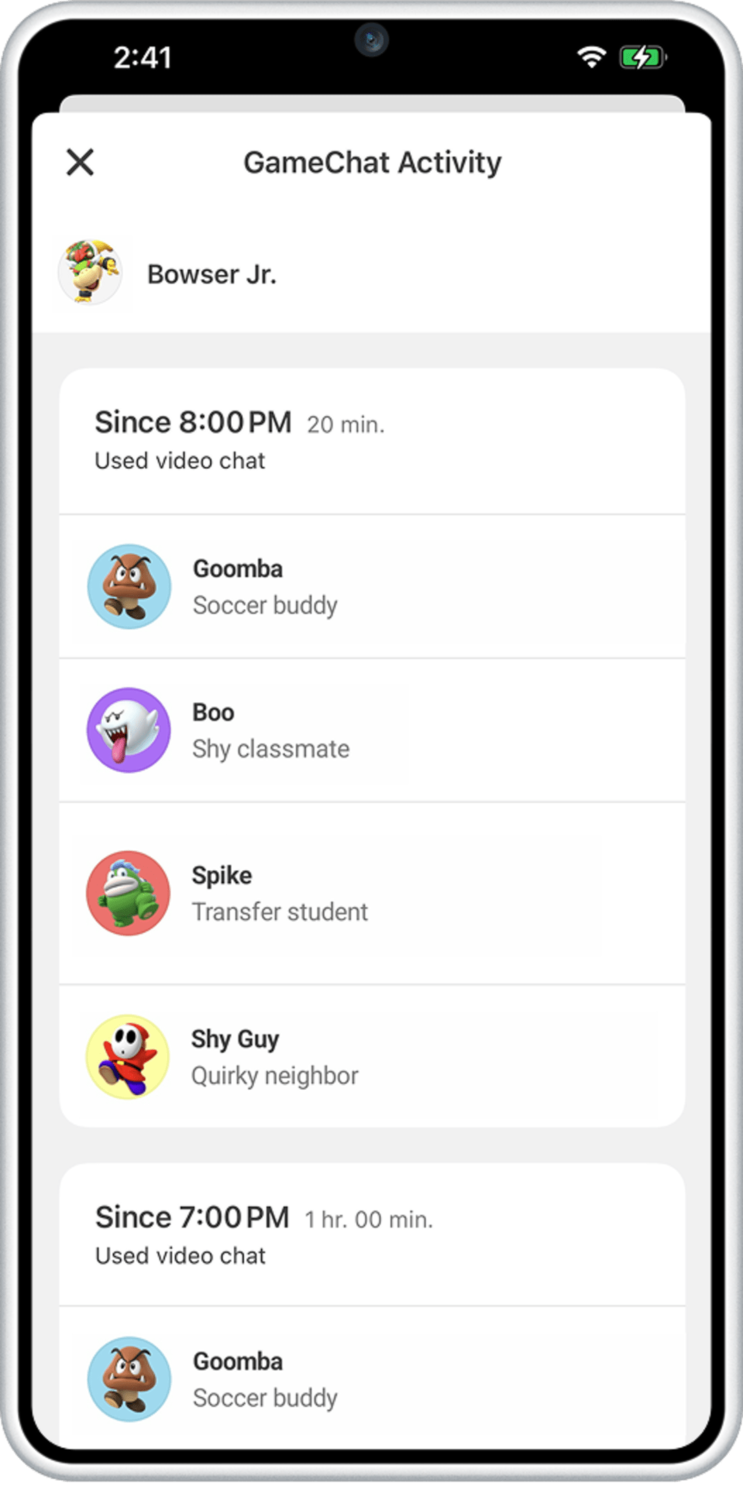 Parental Controls - GameChat - View GameChat history Screenshot