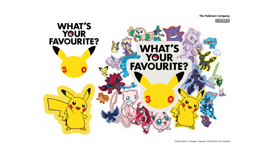Pokémon 30th Celebration Sticker Sheet - My Nintendo Reward