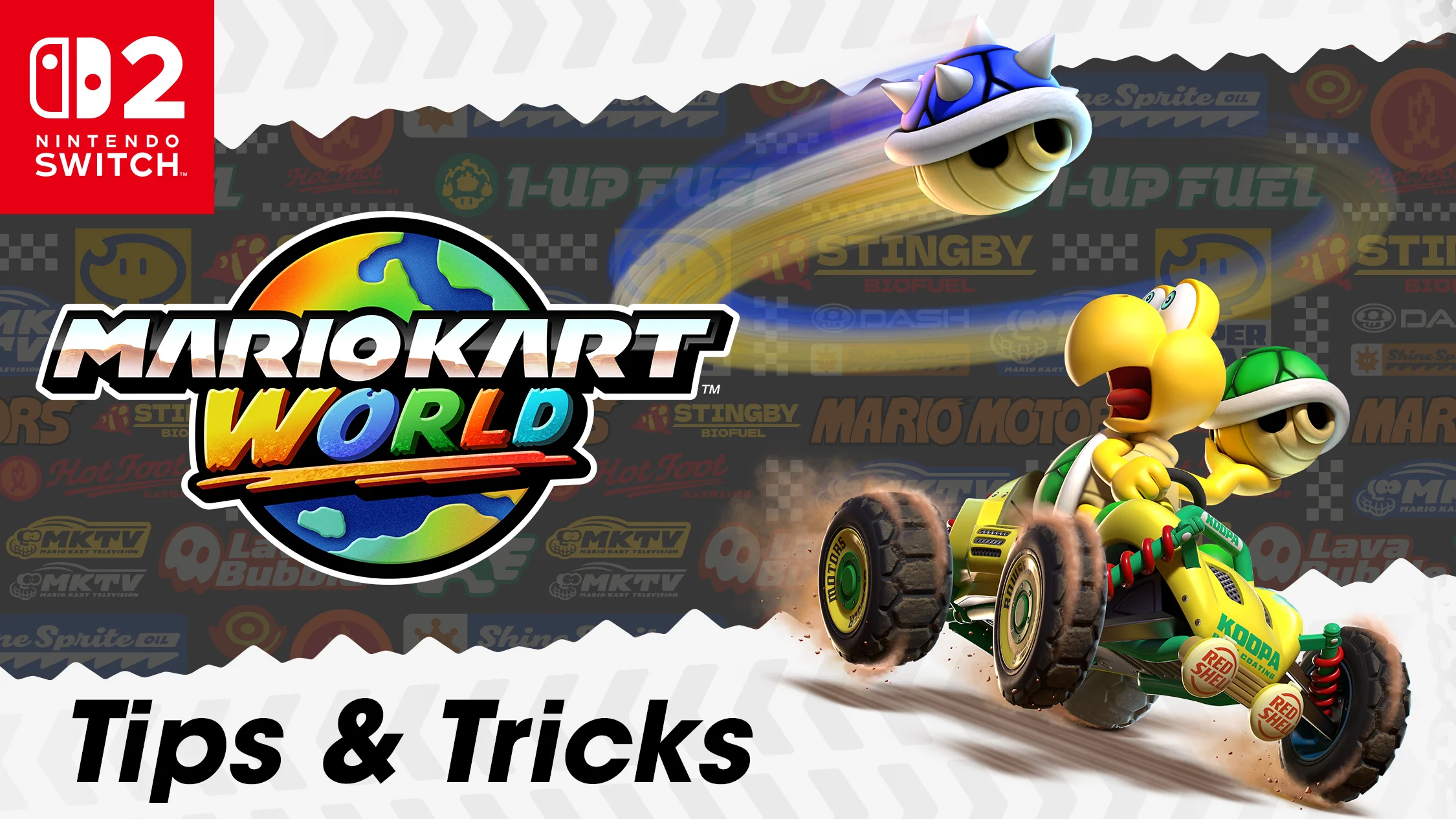 Visuel officiel de Mario Kart World montrant plusieurs pilotes dans une course