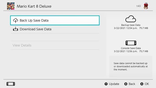 Back up save data