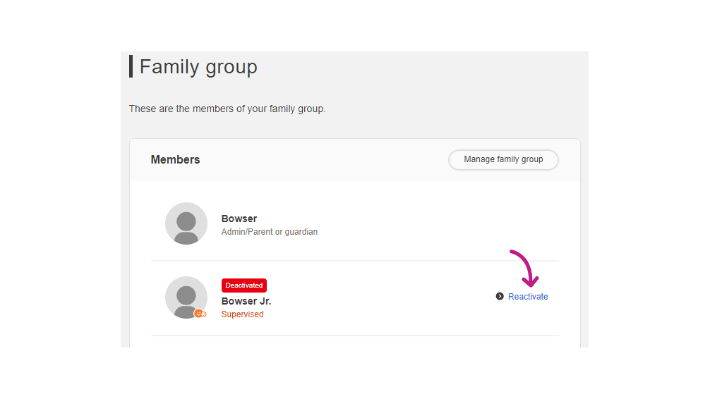 Reactivate member